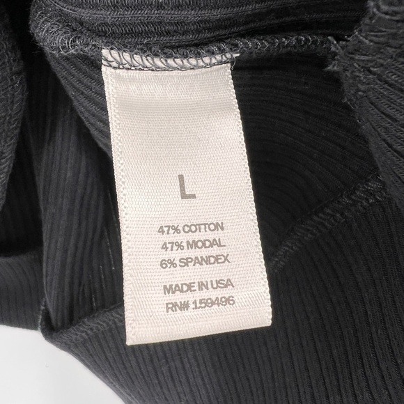 LETT Kruger Henley Ribbed Top In Black Size Large NWT - Picture 7 of 10